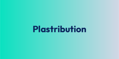 Plastribution text on a gradient turquoise background.